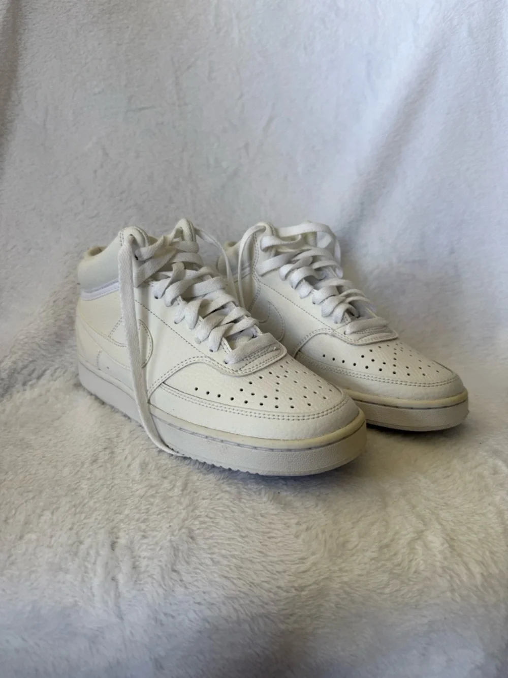 Nike Women’s Court Vision Mid All-White Sneaker